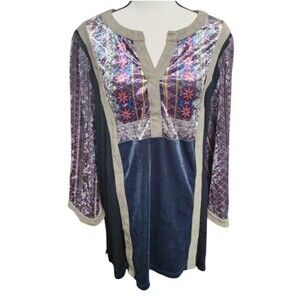 John Mark Velvet Top Size Large Boho Long Sleeve Peasant